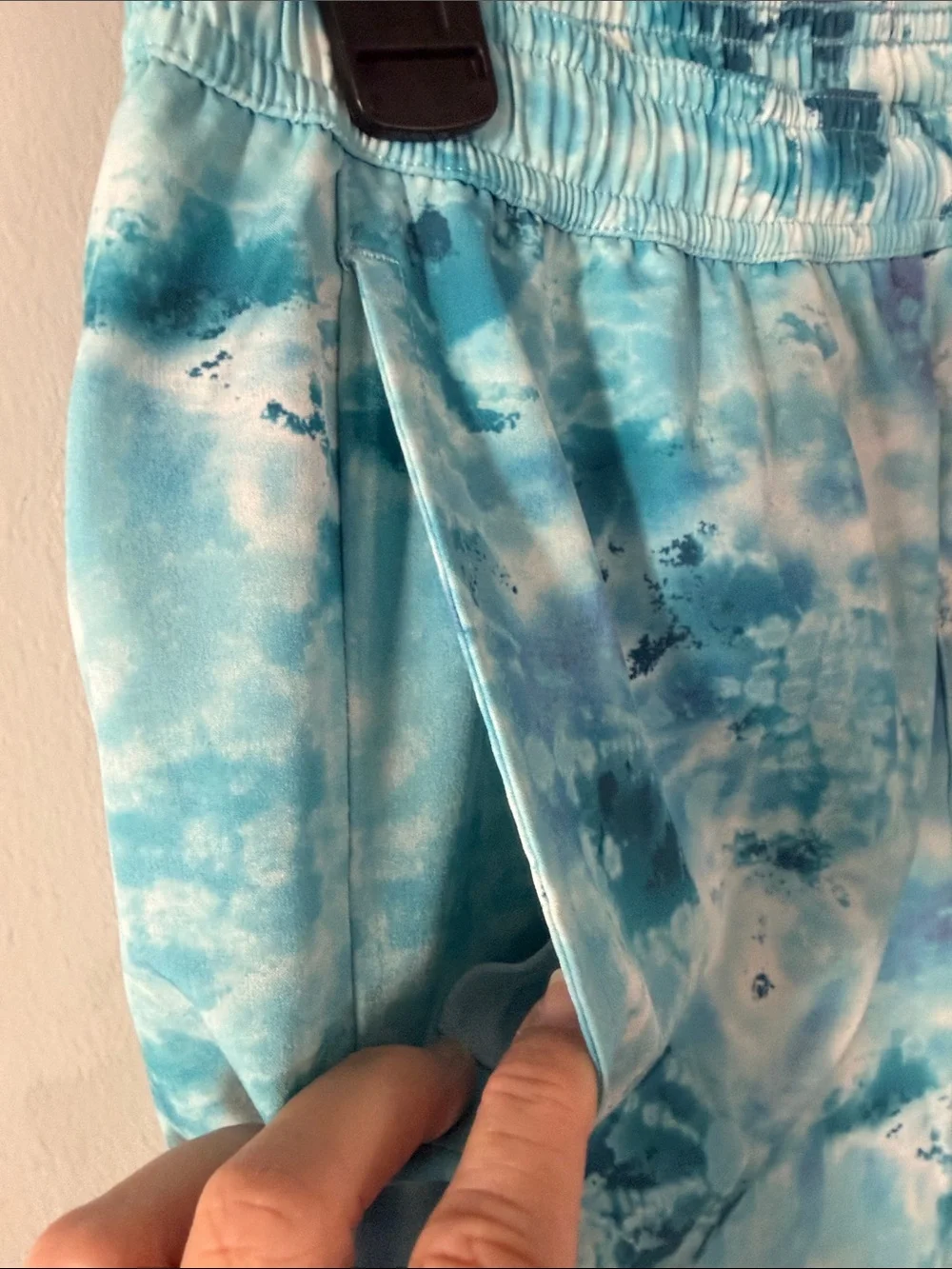 Men's Blue Tie-Dye Swim Trunks - Elastic Waist